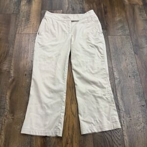 Nike Golf Dri-FIT Khaki Beige Crop Pants Womens Size 2 Stretch Zipper Hem Vents